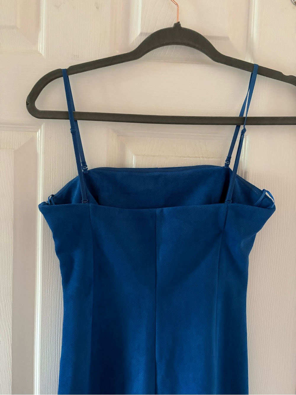 Zara Removable Strap Cobalt Blue Faux Suede Maxi Dress Size Medium NWT - Picture 9 of 14